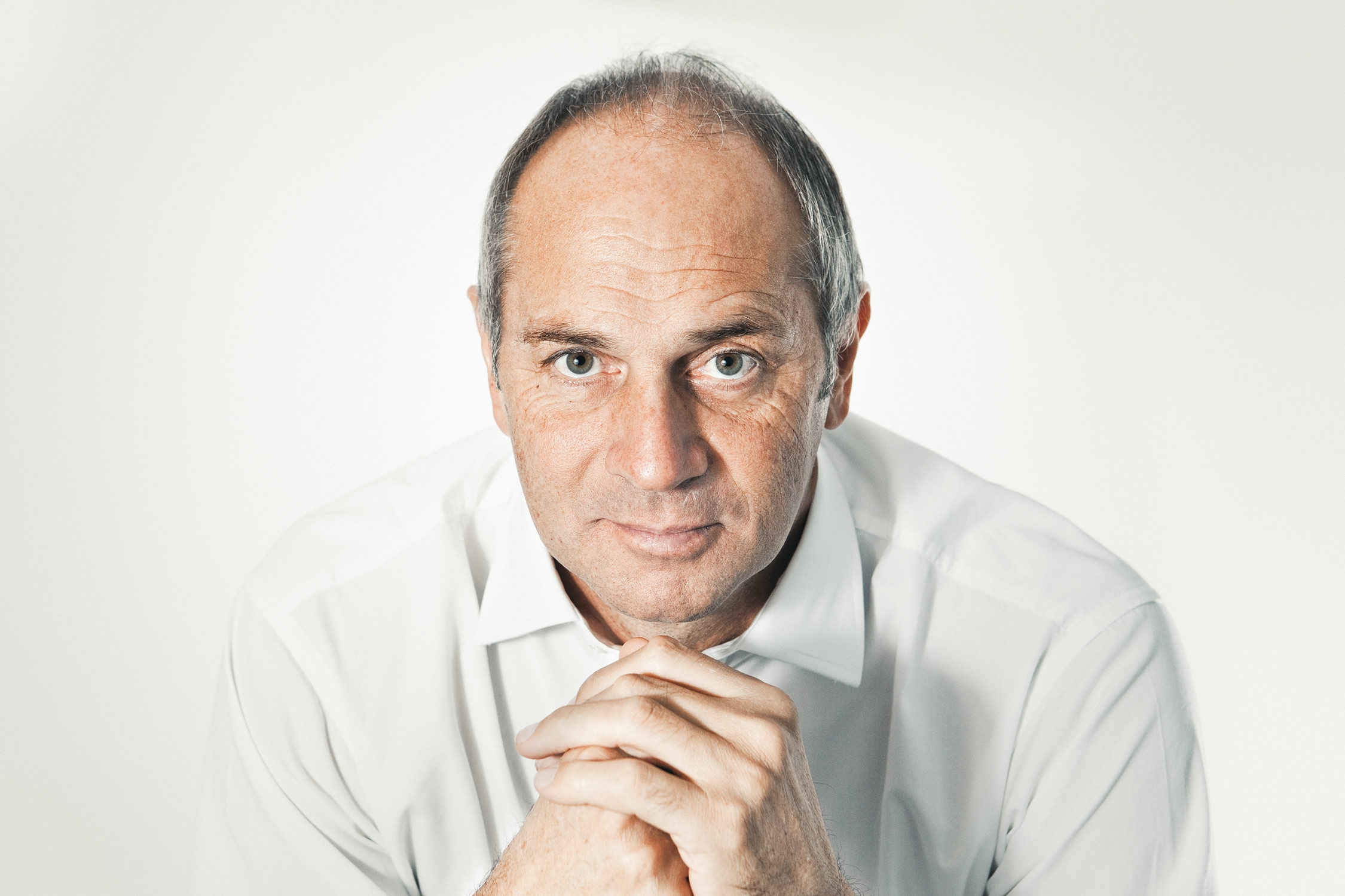 Celebrity portrait photography of Sir Steve Redgrave shot against a white background.